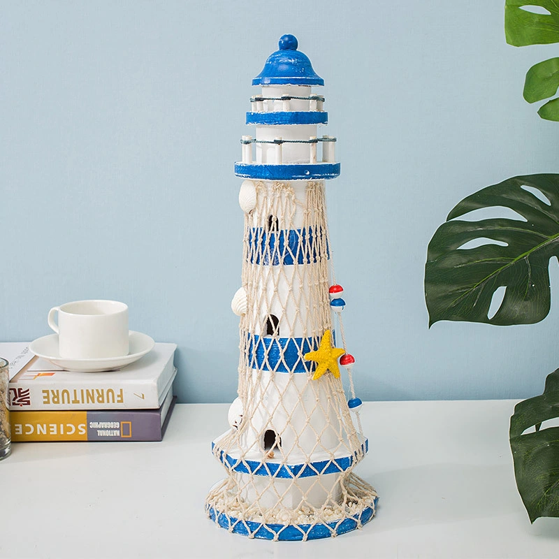 Mediterranean Style Wooden Lighthouse Home Furnishings