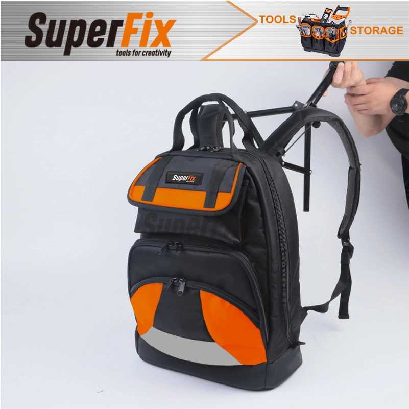 Double Shoulder Polyester Tool Bag with Small Pockets, Fashion Design Toolkit