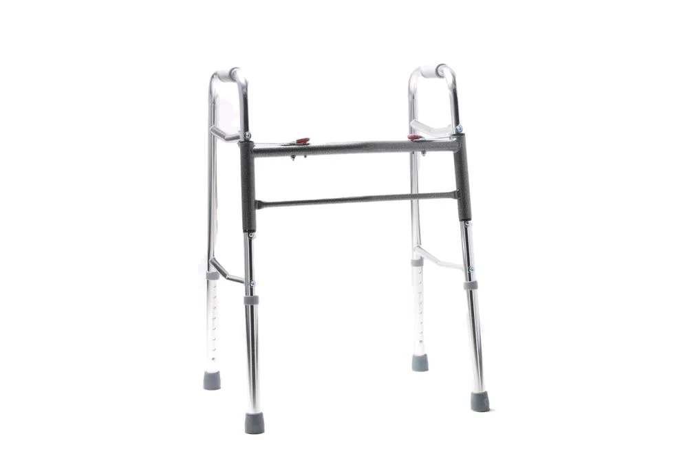 Walker ligero ajuste de altura Manual Modelo básico Walker aleación de aluminio Caminante adulto mayor plegable