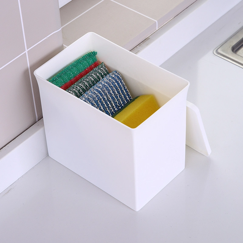 Household Large Solid Color Cabinet Organizer for Home Bathroom Kitchen Practical Plastic Storage Box with Cover