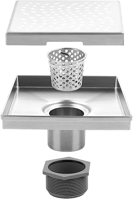 Shower Drain Kitchen Bathroom Square Drainer 304 Stainless Steel Clean out