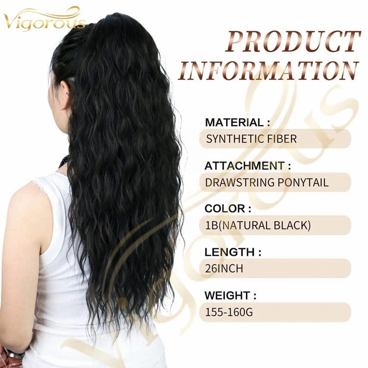 Kinky Curly Long Synthetic Brown Drawstring Ponytail Hair Extension