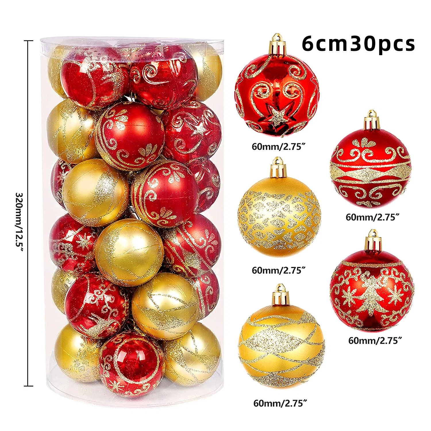 Christmas Decorations 6cm Painted Ball Silk Screen Printed Plastic Shaped Ball