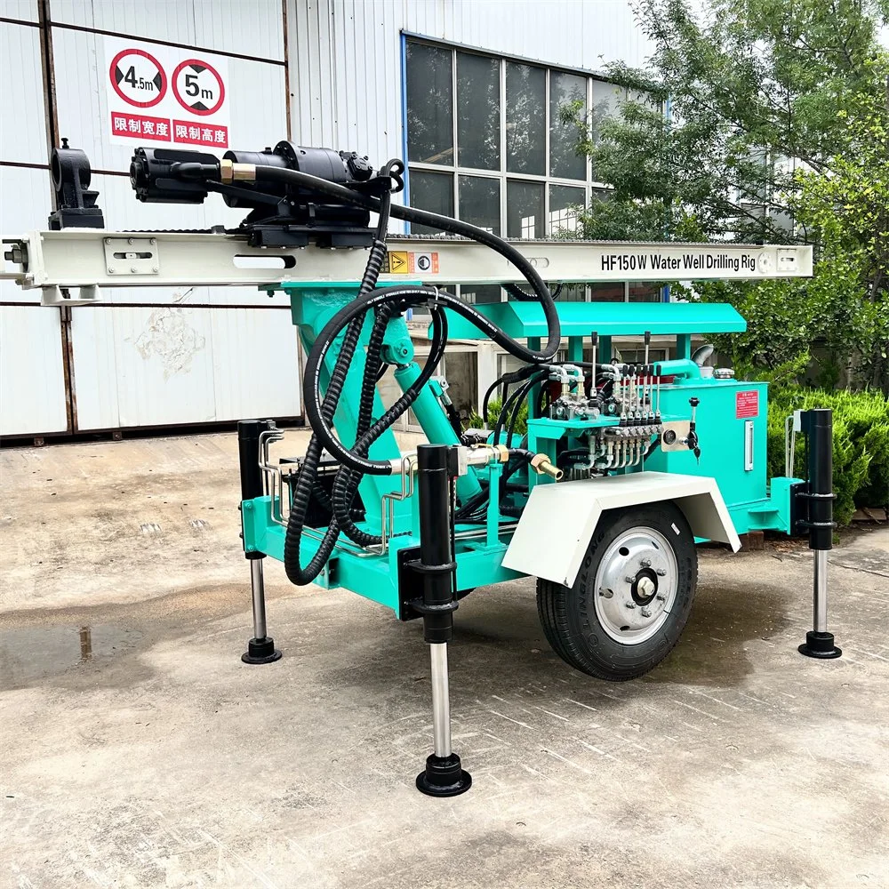 130m Deep Trailer Mounted Portable Borehole Water Well Drilling Rig Machine