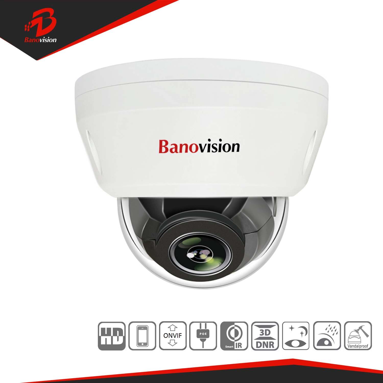 Vigilância dome 4K Banovision de 8 MP Eyeball Zoom PoE IP Security Câmara CCTV