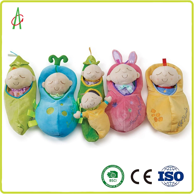 Soft Stuffed Baby Comfortable Pea Washable Insect Rabbit Peanut Shape Plush Toy