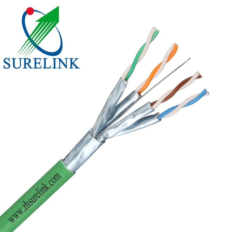 Surelink OEM de fábrica de 4par 23AWG a 1000MHz de alta velocidad de cable LAN Cable Ethernet pasar la prueba de Fluke 305Rollo m s F/UTP FTP FTP/SFTP SF/UTP Fftp SSTP CAT7 CAT6 CAT6A