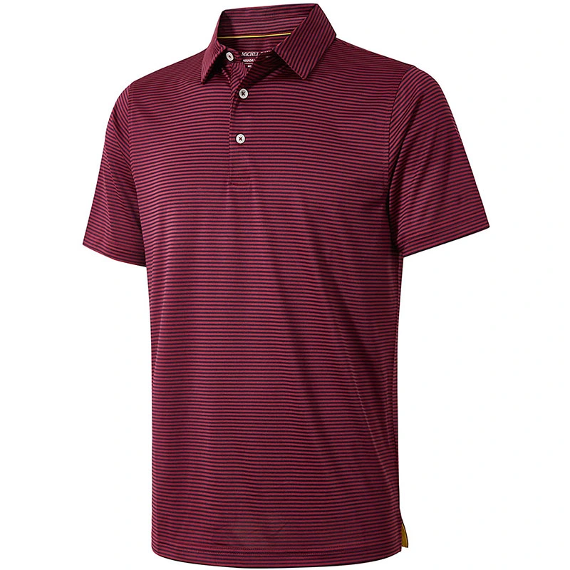 Quality Dry Fit Polo Shirt Golf Shirt Manufacturers China Customized Design Comfort Short Sleeve Striped Fitness Golf Polo Shirt for Men