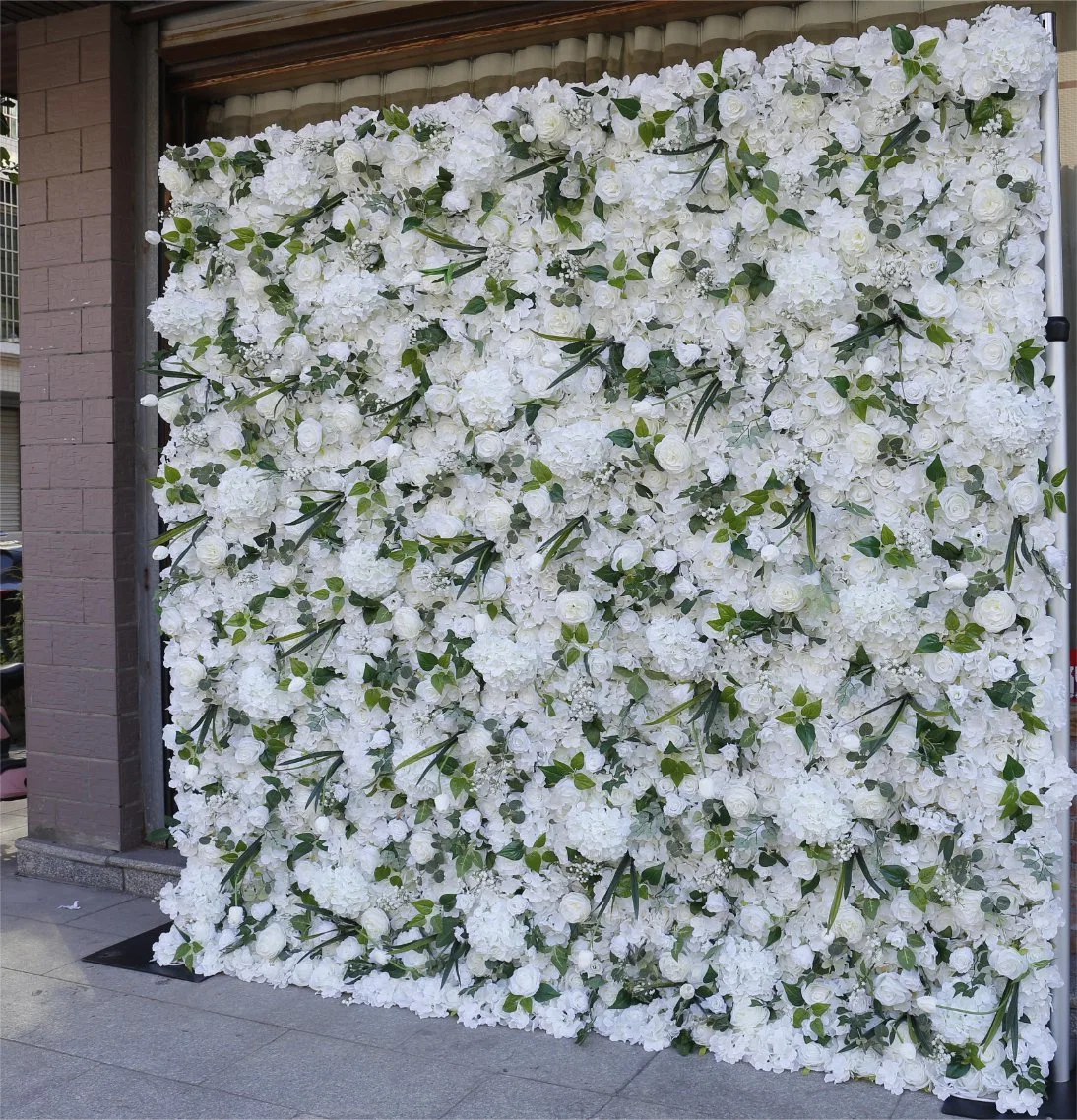 Casamento pano de fundo Rosa artificial Hydrangea Flower Panel Roll up Silk Decoração de fundo de casamento de rosas