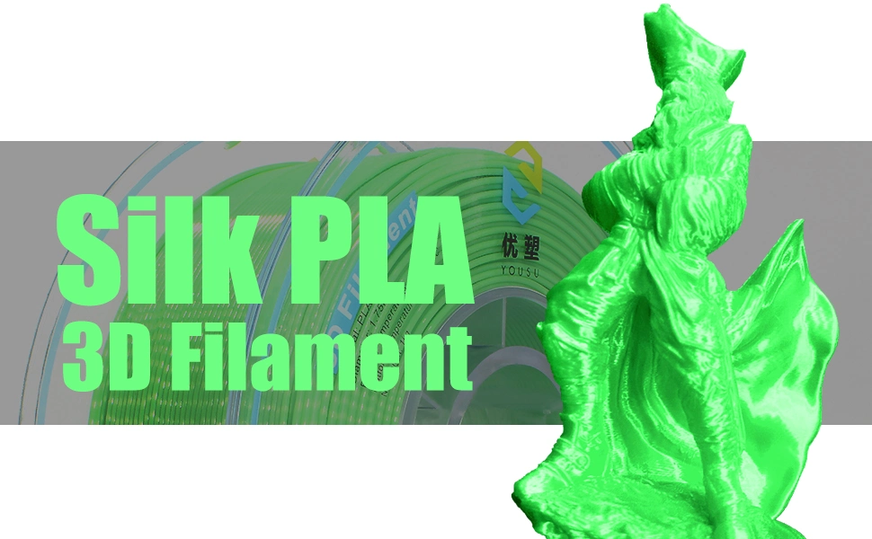 Popular New 3D Printers Green Silk PLA Filament High Quality 3D Printing Materials Kids 3D Idrawing Pen Pring Education Silk PLA Filament 1.75mm 2.85mm 1000g