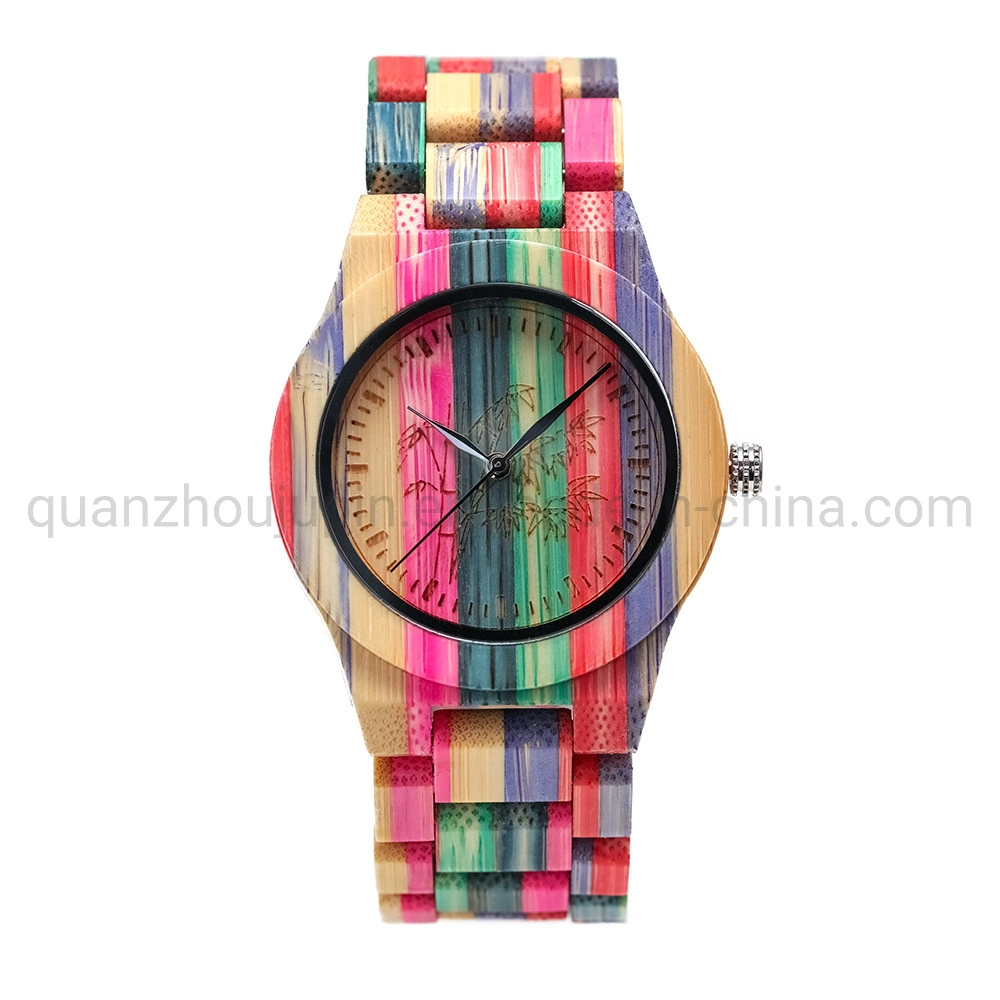 Relógio de quartzo feminino Cool Male colorido em madeira OEM