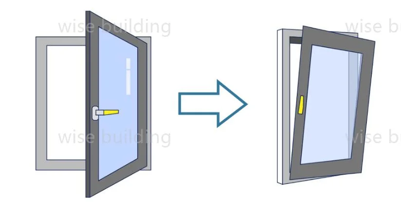 Aluminum Tilt and Turn Casement Window Safety Low-E Insulated Tempered Glass Multiple Opening Methods