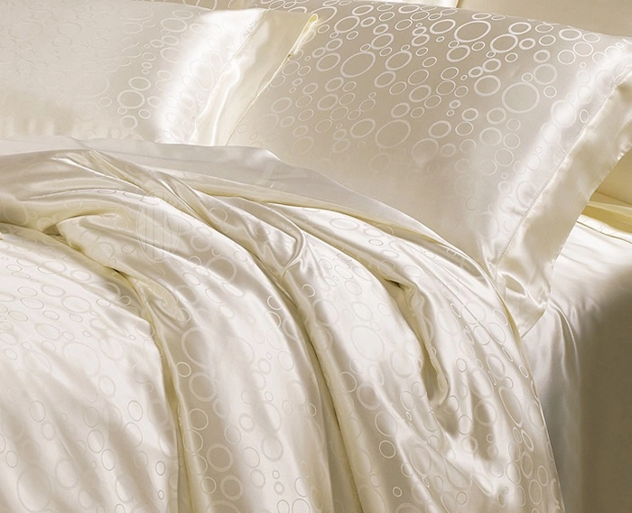 Thx Silk Luxury Jacquard Ivory White 100% Silk Bedding Sets