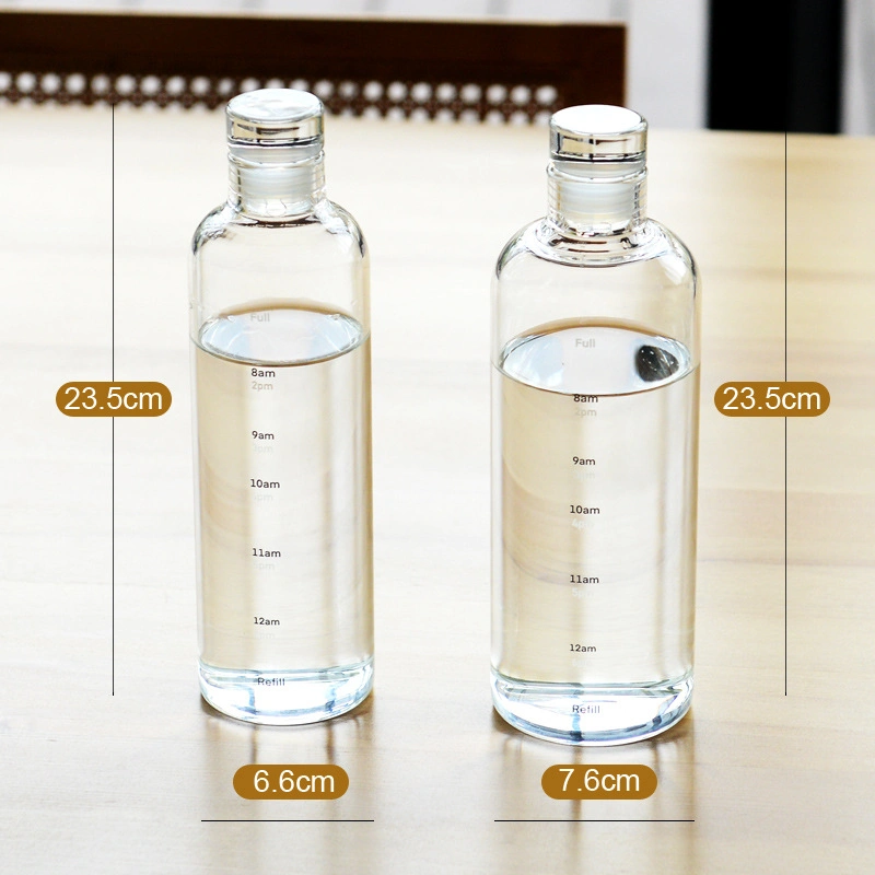 Promotional Gift High Value Unisex New Large-Capacity Gradient Glass Water Bottle with Time Scale