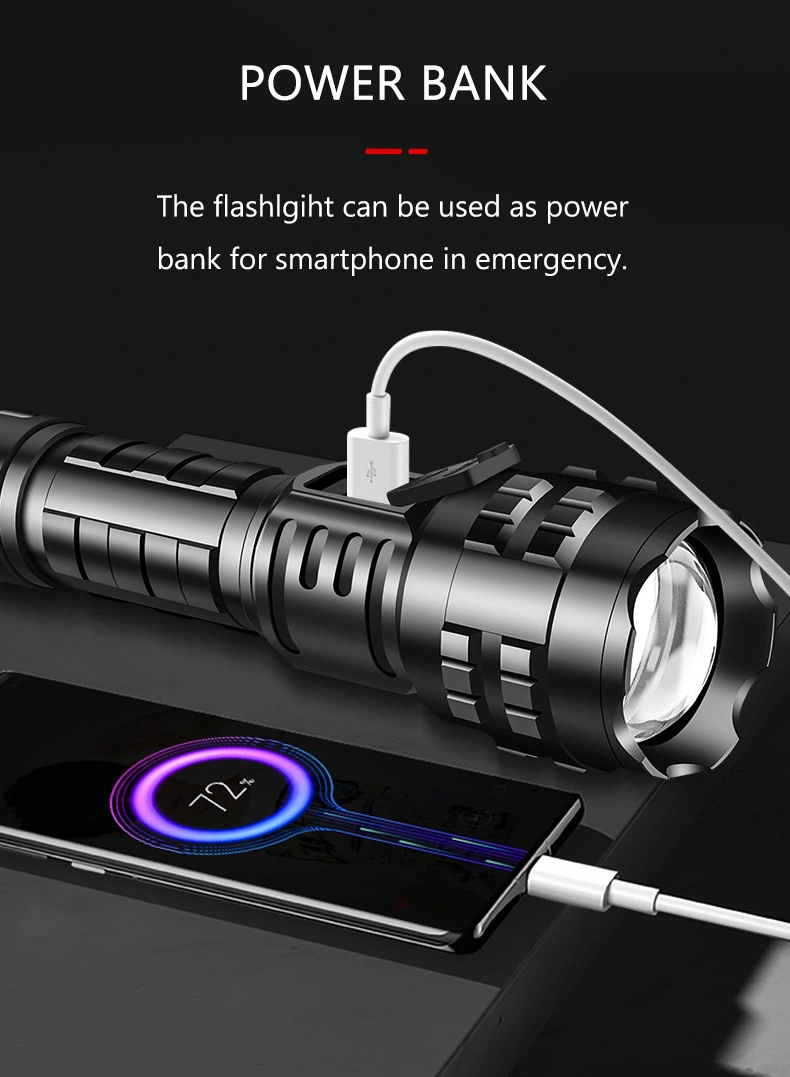 شاشة عرض المطرقة Helius 5000mAh LED Power Bank P70 LED التكتيكية المصابيح الوامضة الكشاف