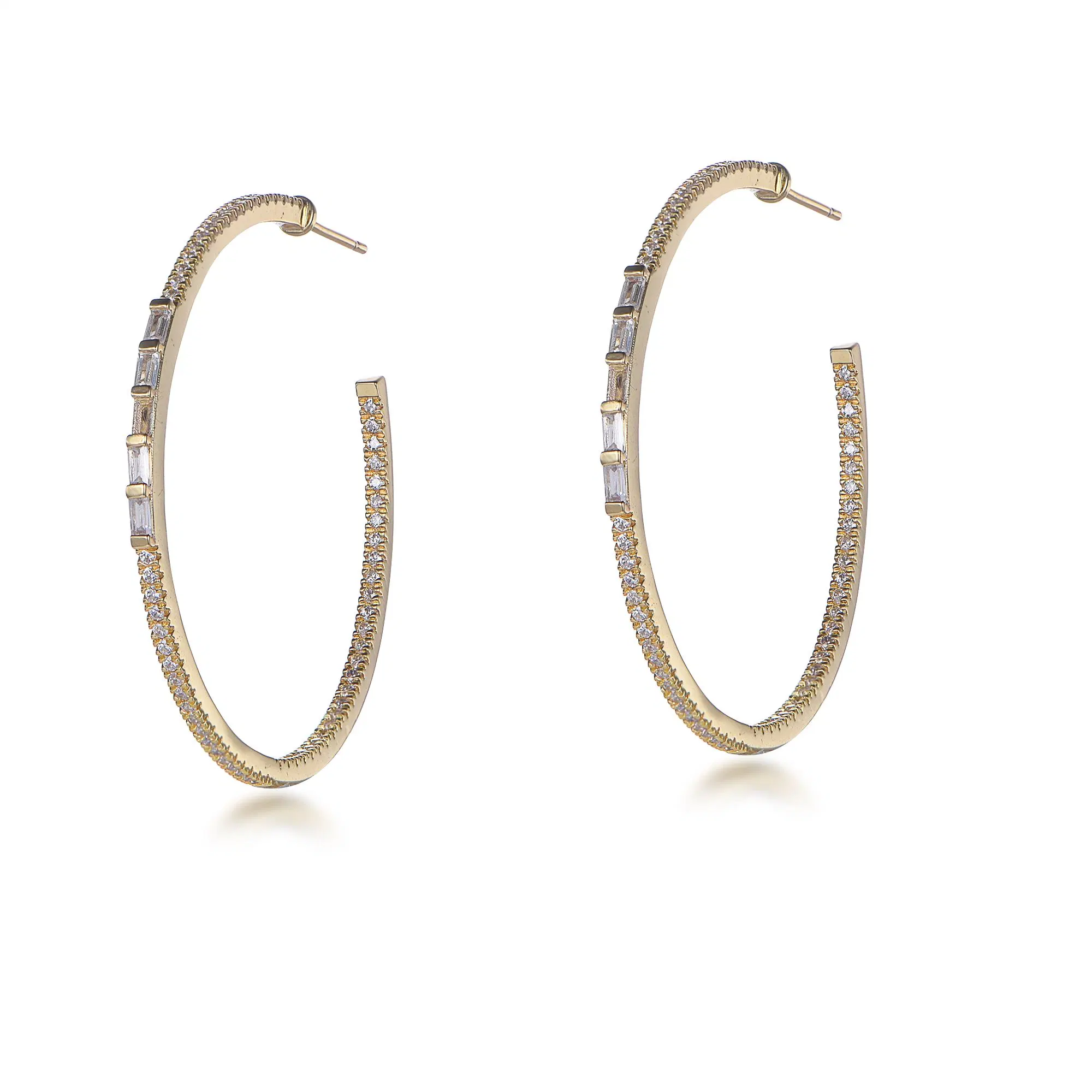 Venta caliente 925 Joyería de Plata CZ de cristal brillante Oro 18K Huggie Hoop Earrings