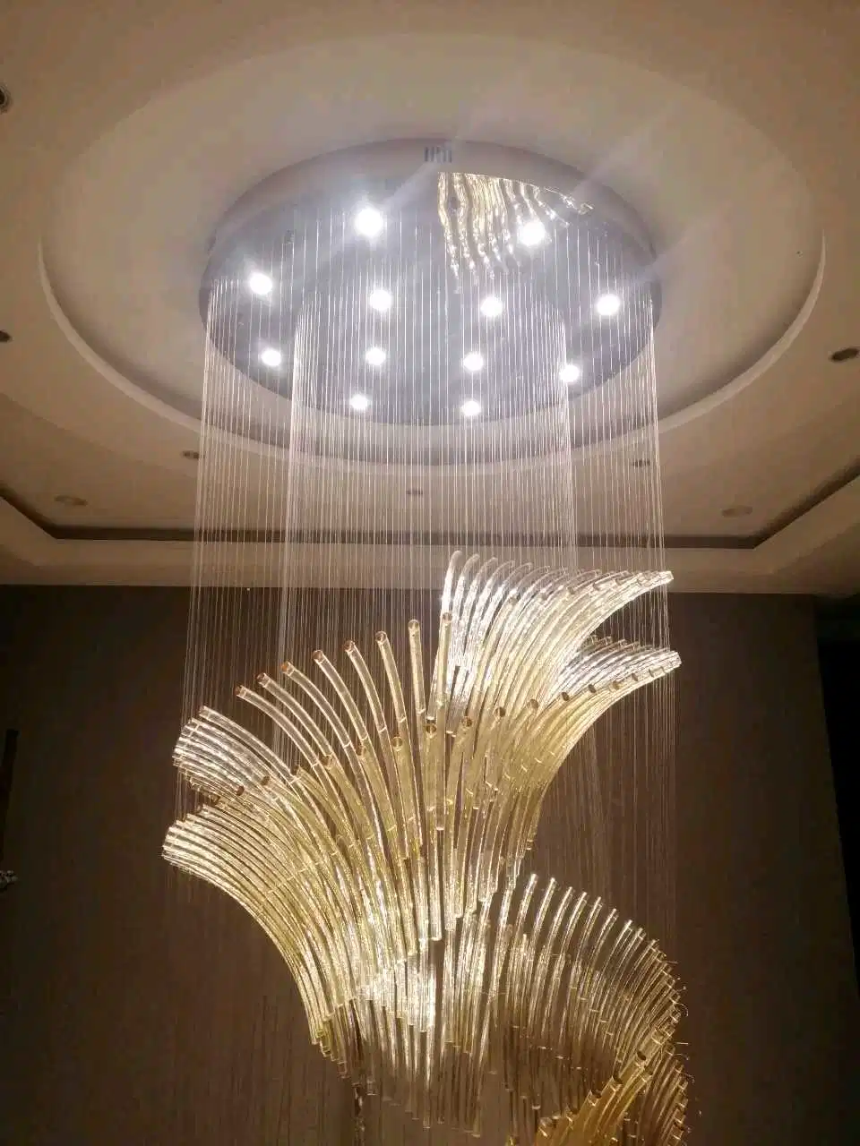 Rotating Staircase Light Crystal Chandelier Duplex Building Large Chandelier for Living Room Lobby