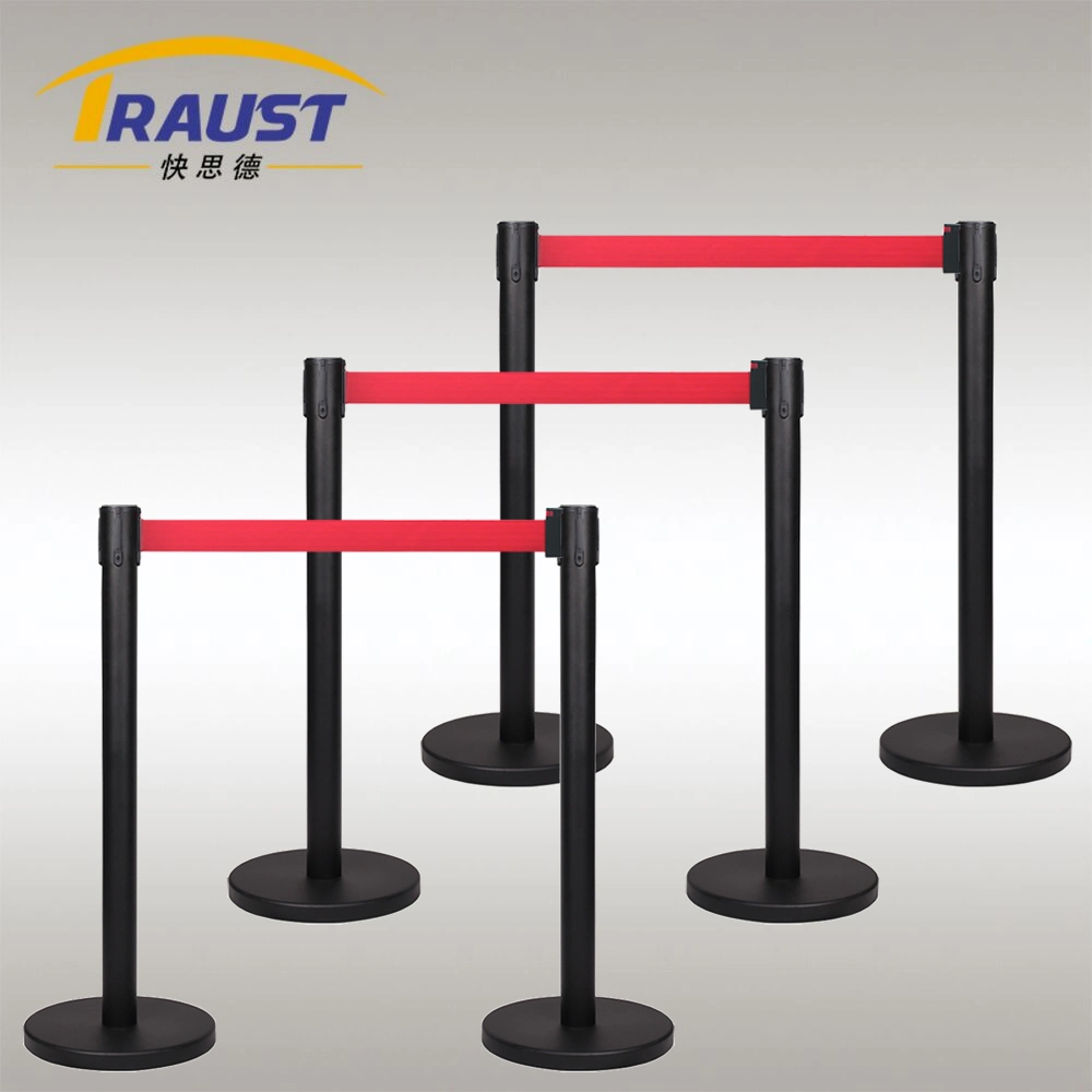 Traust Supplier Airport Crowd Controller Queue Line Tape Retractable Belt Barricade Stand Pole Post Concrete Barrier Stanchion