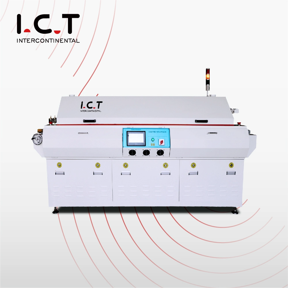 Horno de reflujo de SMT de nitrógeno de las TIC 8 zonas de soldadura por reflujo PCB SMD 450 Horno SMD LED Ancho Precio de la máquina de soldadura por reflujo