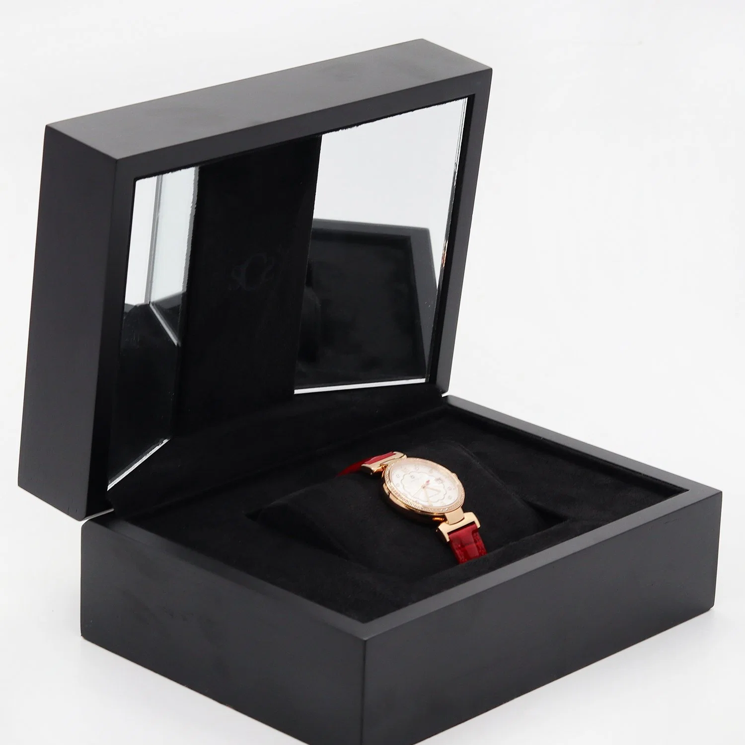 Custom Wooden Packaging Watch Box with Laser Logo / Two Mirrors