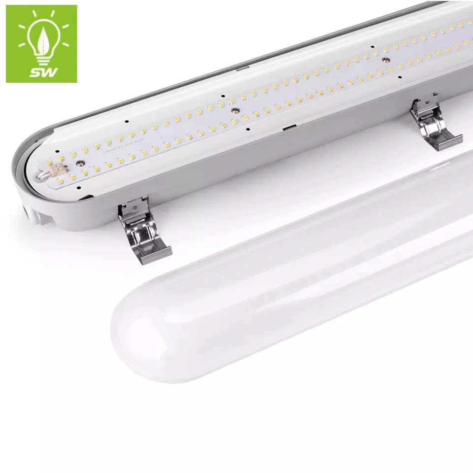 LED Tunnel Lighting IP65ik09 Aluminum Housing LED Waterproof Batten White Lamp Vapor No Clips Protection Tube From Dismantlement Linear LED Triproof Tube Light