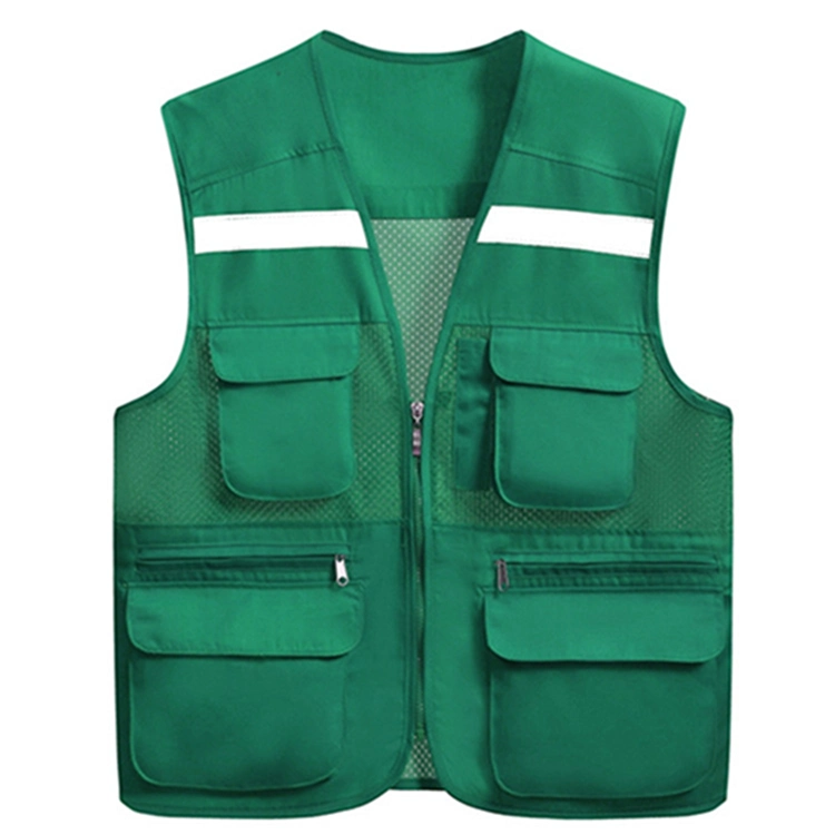 Outdoor Pure Color Safety Breathable Mesh Man Workwear Vest