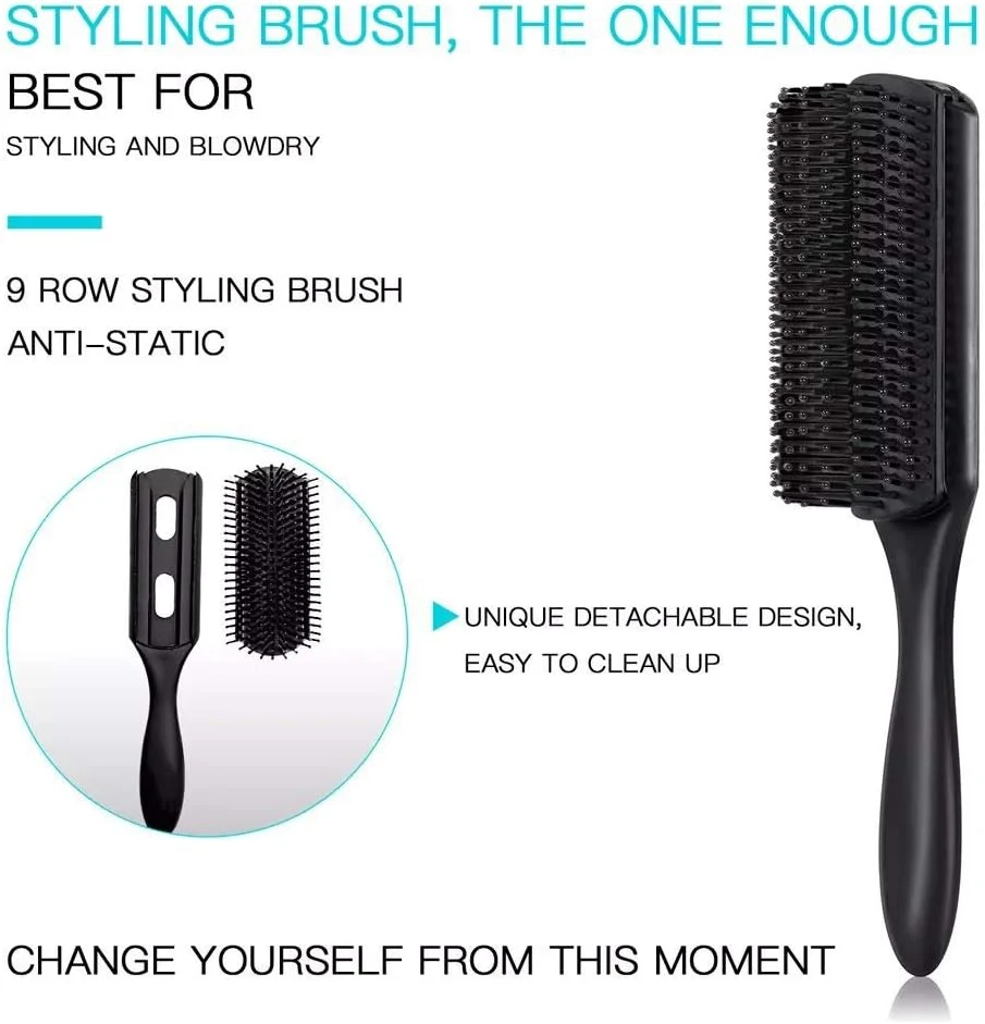 4PCS Paddle Hair Brush, Detangling Brush and Hair Comb Set