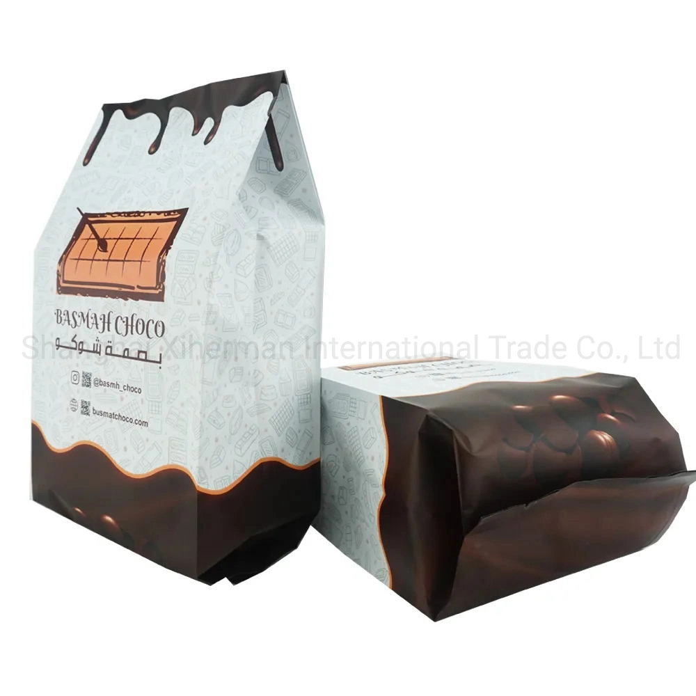 Paper Craft Bag Spot Matte Printing Side Gusseted Pouch Spain Coffee Bag Valve Tie Tins