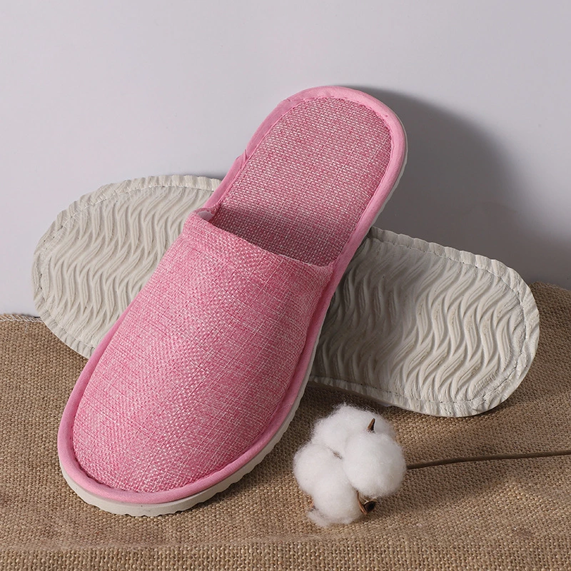 Hotel Summer Breathable Linen Slippers