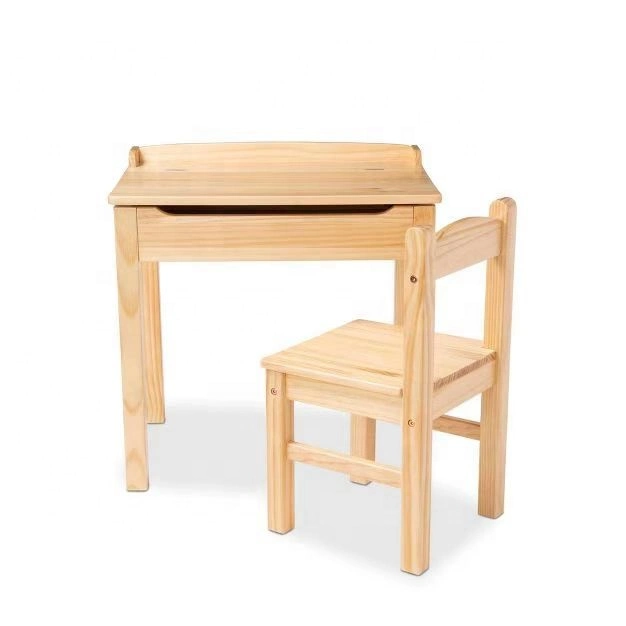 Popular High Quality Lift-up Solid Wooden Study Table Kid Chair Desk Table Sets