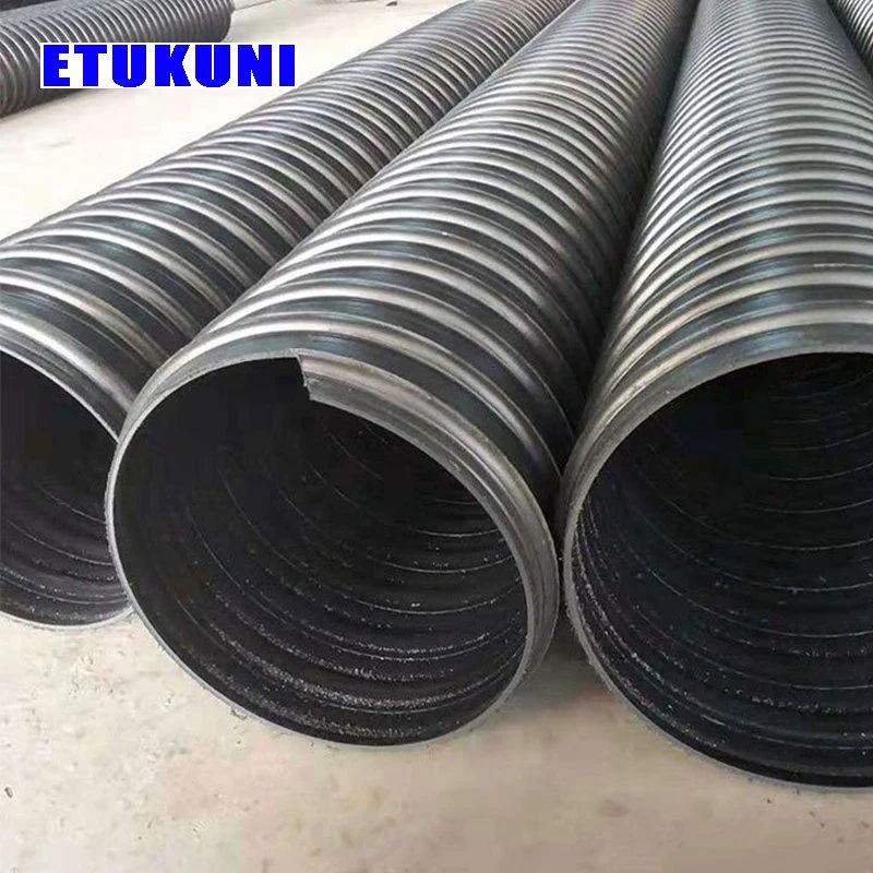 High Rigidity and Strength Stable Performance HDPE Double Wall Corrugated Drain Drainage Pipe with Steel Belt