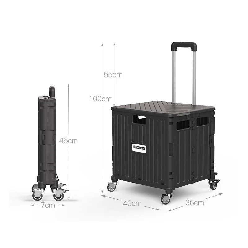 Plastic Folding Boot Shopping Cart /Trolley/ Rolling Crate on Wheels