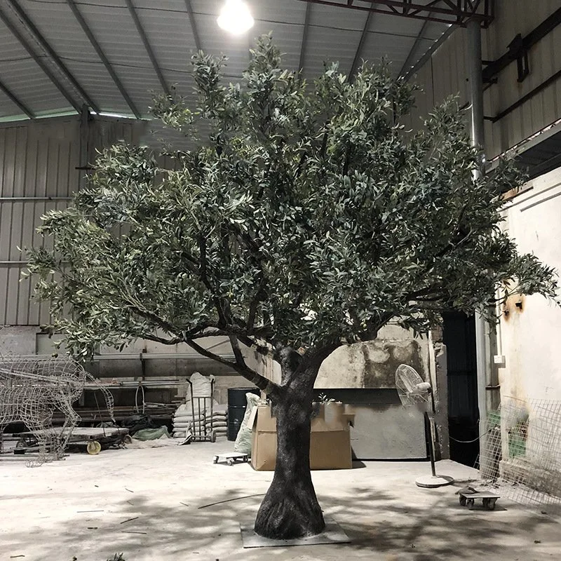 Personalizar gran tronco de árbol siempreverde de fibra de vidrio de fibra de vidrio Artificial Artificial Olivos para la decoración