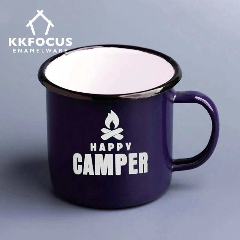 8cm Emaille Becher 12oz Emaille Tasse gerade Emaille Tasse Geschenk Tasse Camping Becher