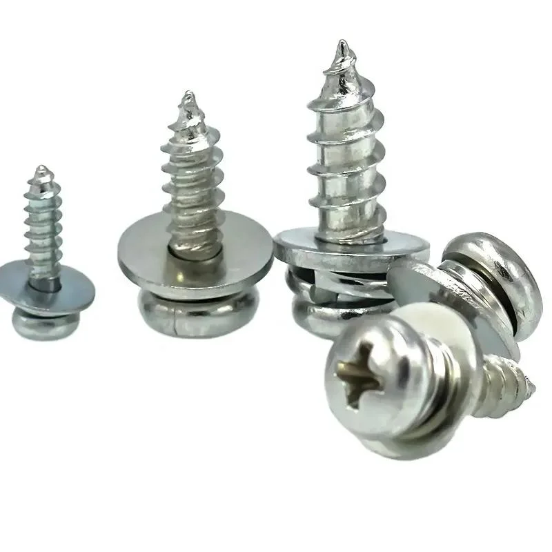 Cross Recessed Pan Head Flat Pad Washer Combination Tapping Screws