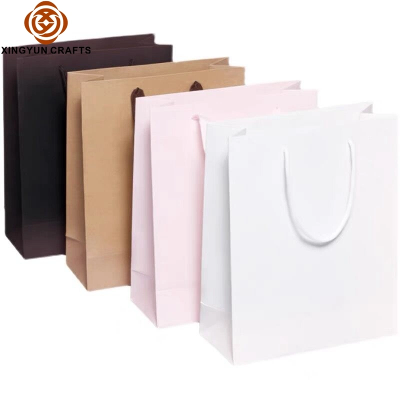 Luxury Matte Laminated Coated Cardboard Custom Paper Bag with Logo Gift Packaging Carrier Bag