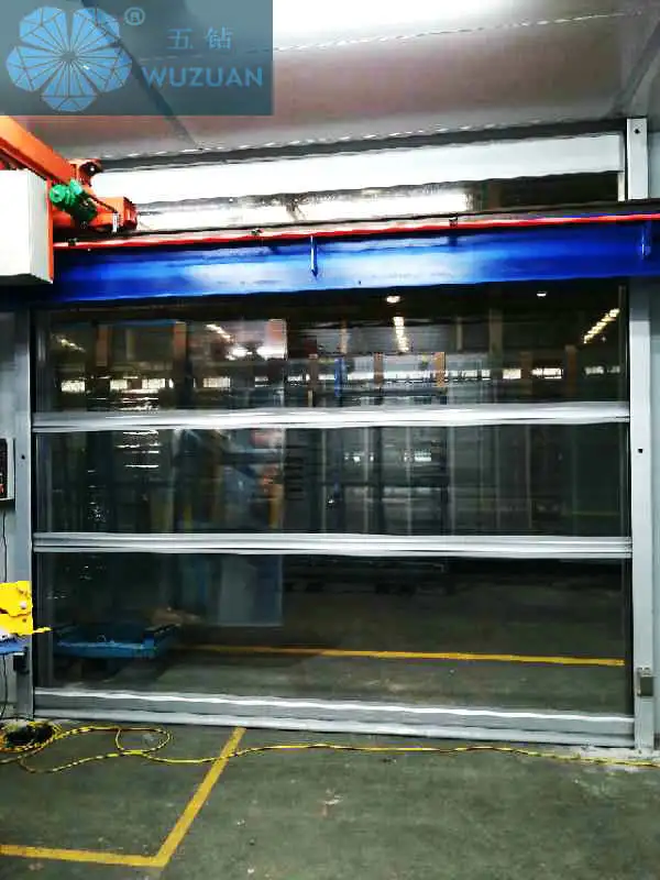 High Speed Automatic Industrial Electric PVC Transparent Rolling Door High Speed Rollup Full Clear PVC Rapid Security Door for Clear Room / Workshop / Warehouse