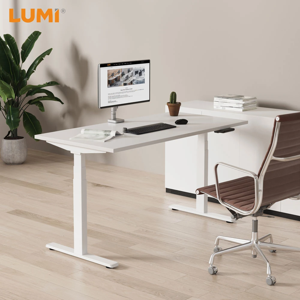Mobilier de bureau à domicile moderne en gros Table réglable en hauteur électrique à 3 étages avec double moteur pour le jeu d'ordinateur debout ou assis