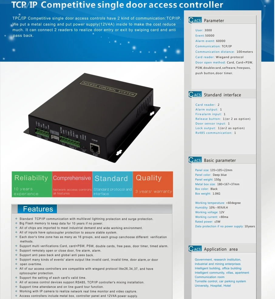 Metal Box TCP, Web Built in PSU, 1 Door 2 Reader or 2 Door 2 Reader Access Control