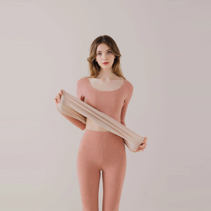 Lã e Silk Thermal Underwear para mulher - parte de cima sem calor