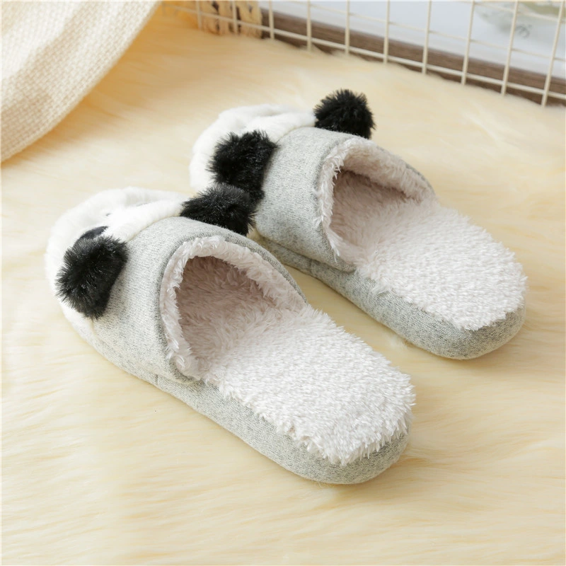 Comercio al por mayor invierno cálido adorable Panda Cartoon Non-Skid TPR única Zapatilla de interior