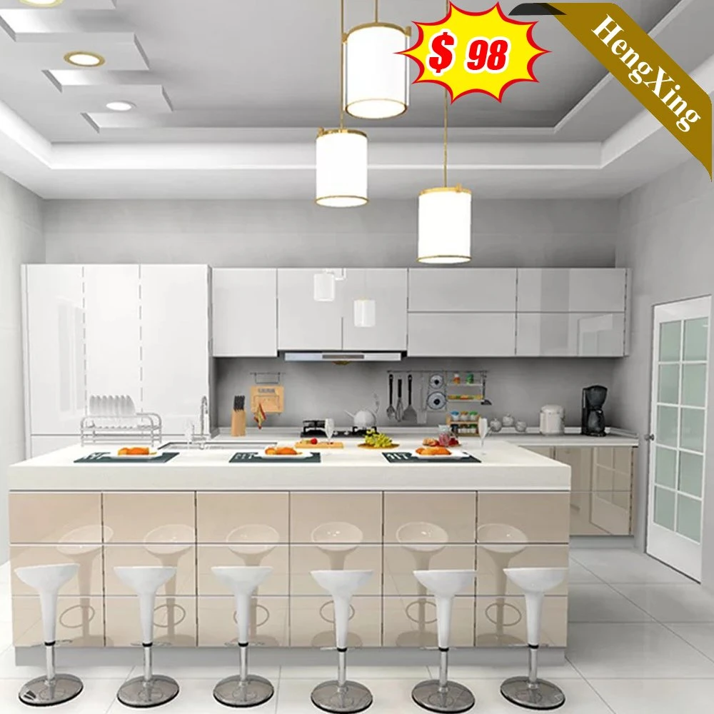 Hot Sell New Quality Home Furniture Aisle Shape Kitchen Set with Bar Big Cabinets