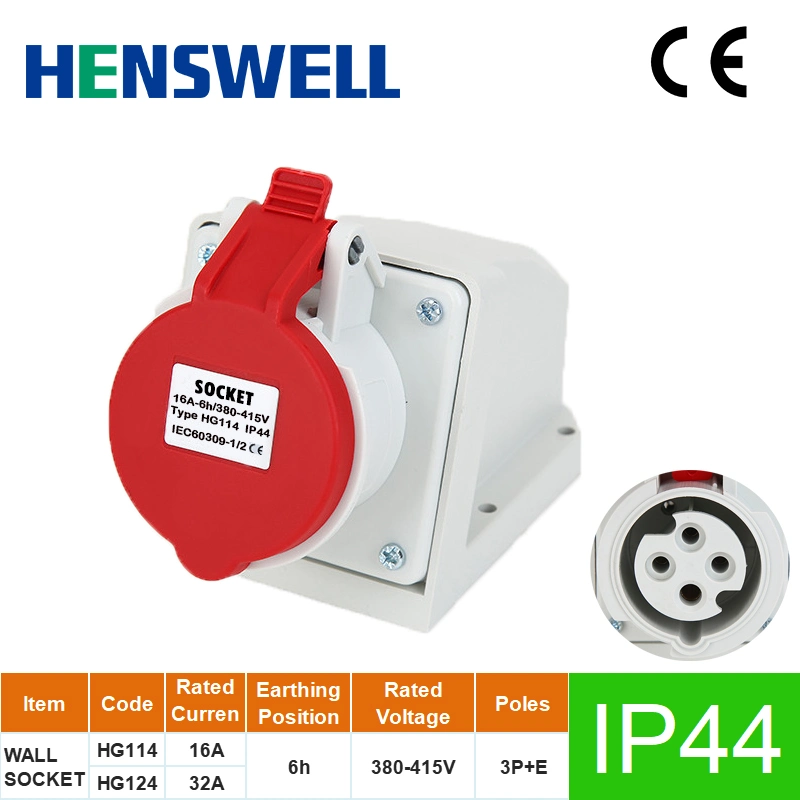 IP44 16A/32 A 4p nuevo diseño superior Toma Industrial (3P+E)