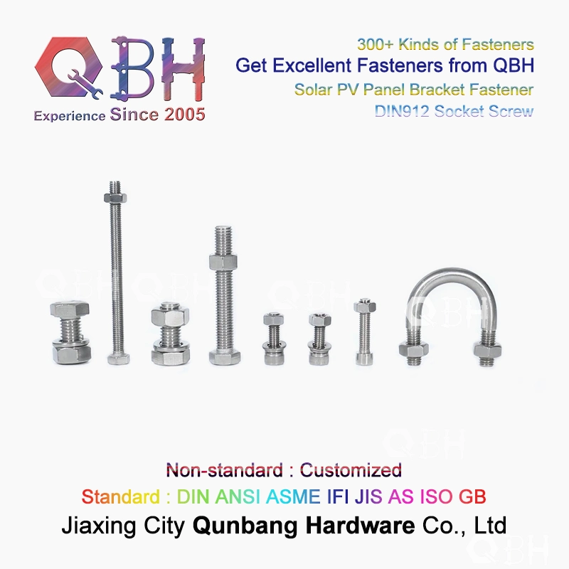 Qbh Customized Stainless Steel Solar PV Panel Mounting Bracket Use Assembly Set Spring Bolt Nut Washer