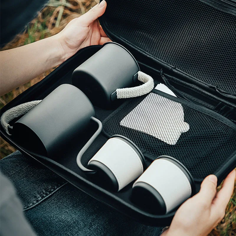 Camping Coffee Kit Hand Punching Pot Cup with Filter Paper 6PCS