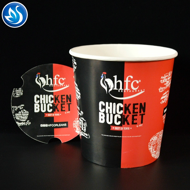 Popcorn Chicken Bucket Logo Printing Kraft Black with White Food & Beverage Packaging Wax Coated Paper Disposable