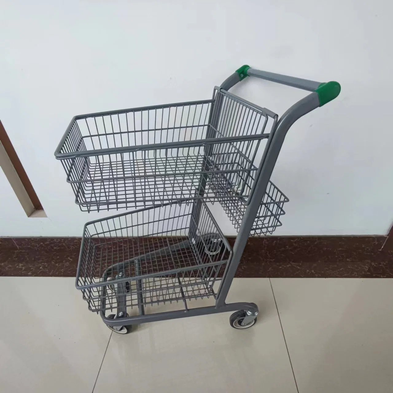 Best Selling Double Layer Shopping Basket Trolley Cart