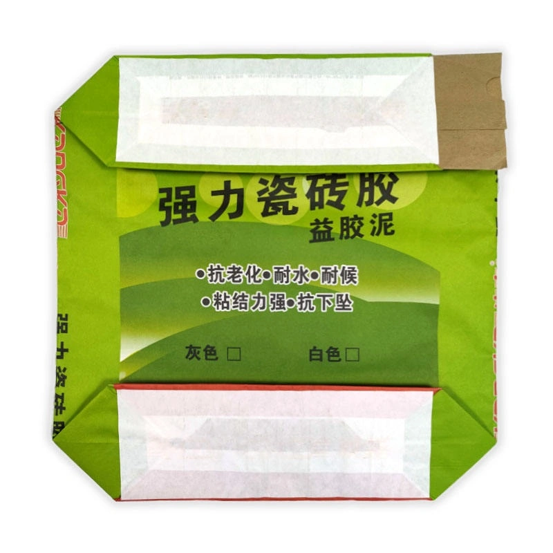 25kg 20kg Customized Empty Printed Brown White Paper Valve Tea Bags Pasted Bottom Bag for Putty Powder Cement Flour Tile Adhesive