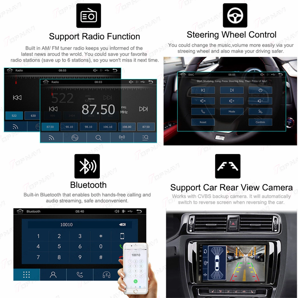 7 بوصة MP5 نظام تشغيل الراديو العالمي بنظام Android Car Radio نظام تحديد المواقع العالمي (GPS) مشغل الوسائط المتعددة شاشة Auto Stereo 2 DIN IPS 2.5D