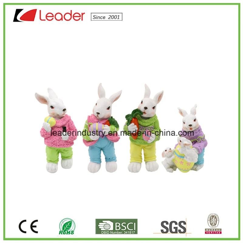 Set of 3 Polyresin Rabbit Figurines for Easter Decoration